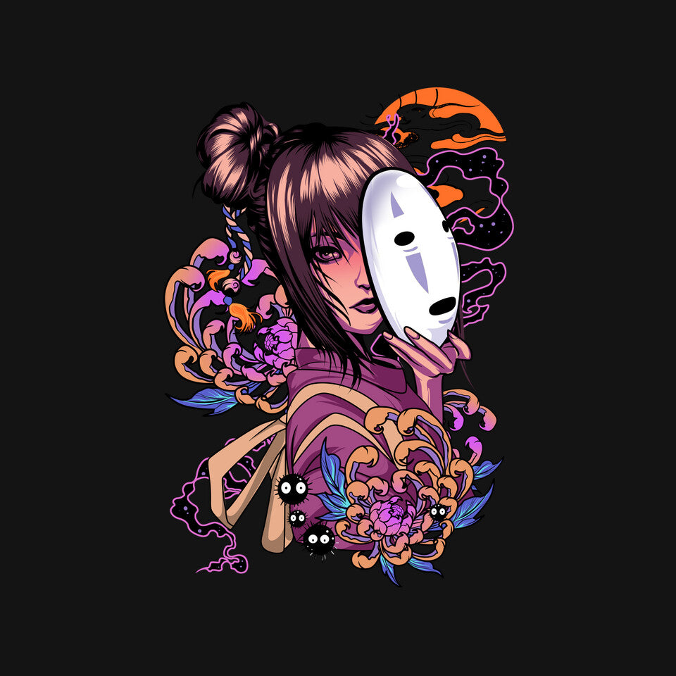 Chihiro Spirit – Fantasy Graphic T-Shirt design artwork for black graphic T-shirt
