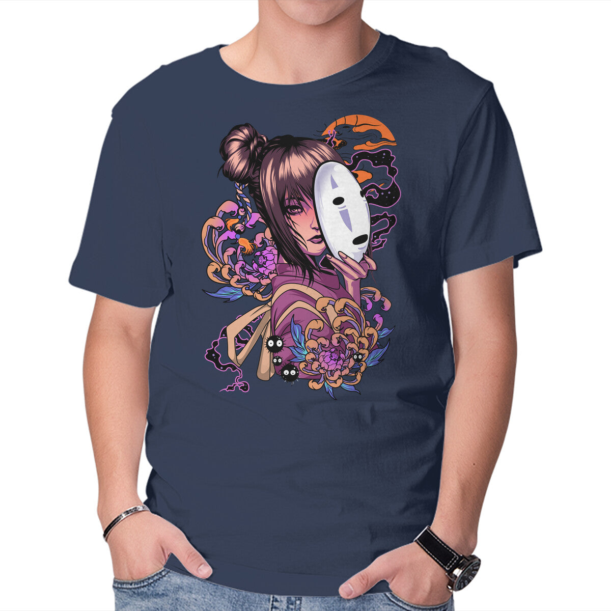 Chihiro Spirit – Fantasy Graphic T-Shirt in navy, product display