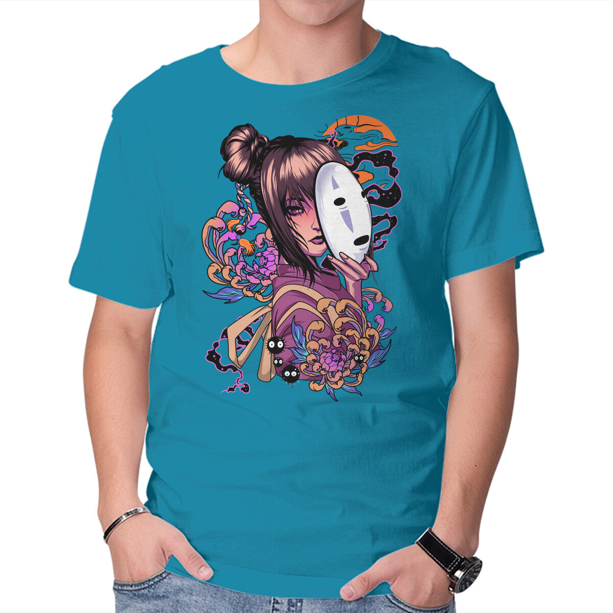 Chihiro Spirit – Fantasy Graphic T-Shirt in turquoise, product display