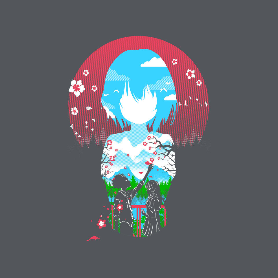 A Silent Love – Anime Graphic T-Shirt design artwork for charcoal graphic T-shirt