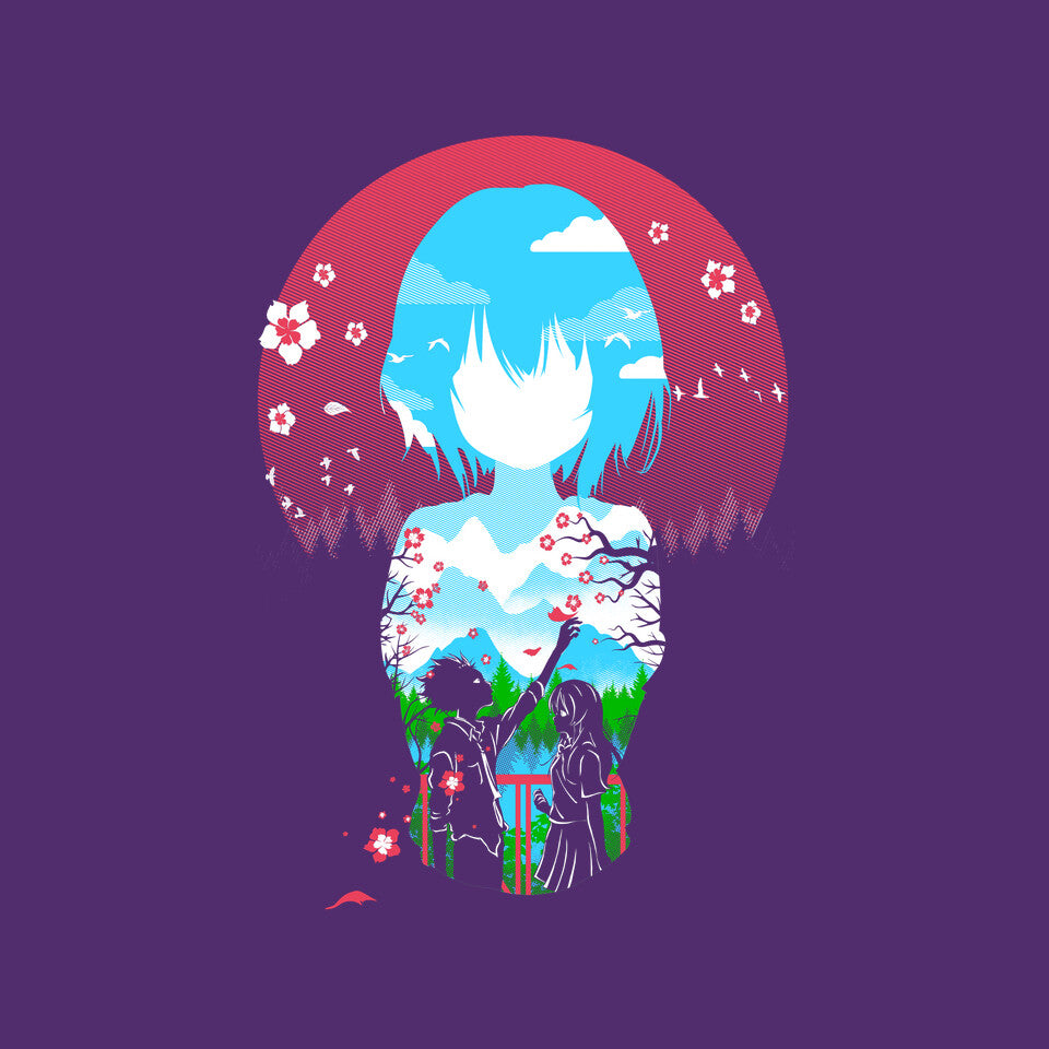 A Silent Love – Anime Graphic T-Shirt design artwork for purple graphic T-shirt