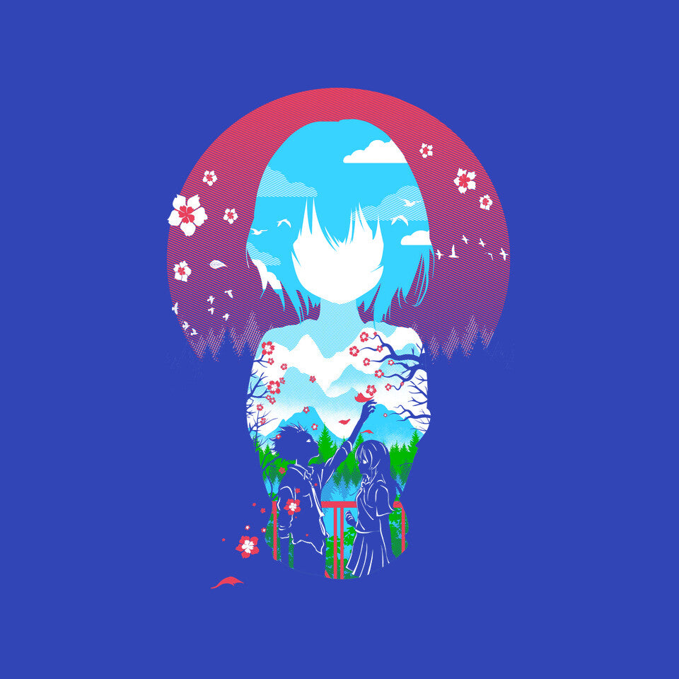 A Silent Love – Anime Graphic T-Shirt design artwork for royal blue graphic T-shirt