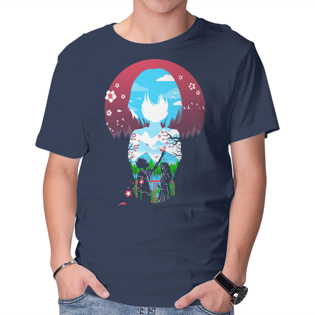 A Silent Love – Anime Graphic T-Shirt in navy, product display