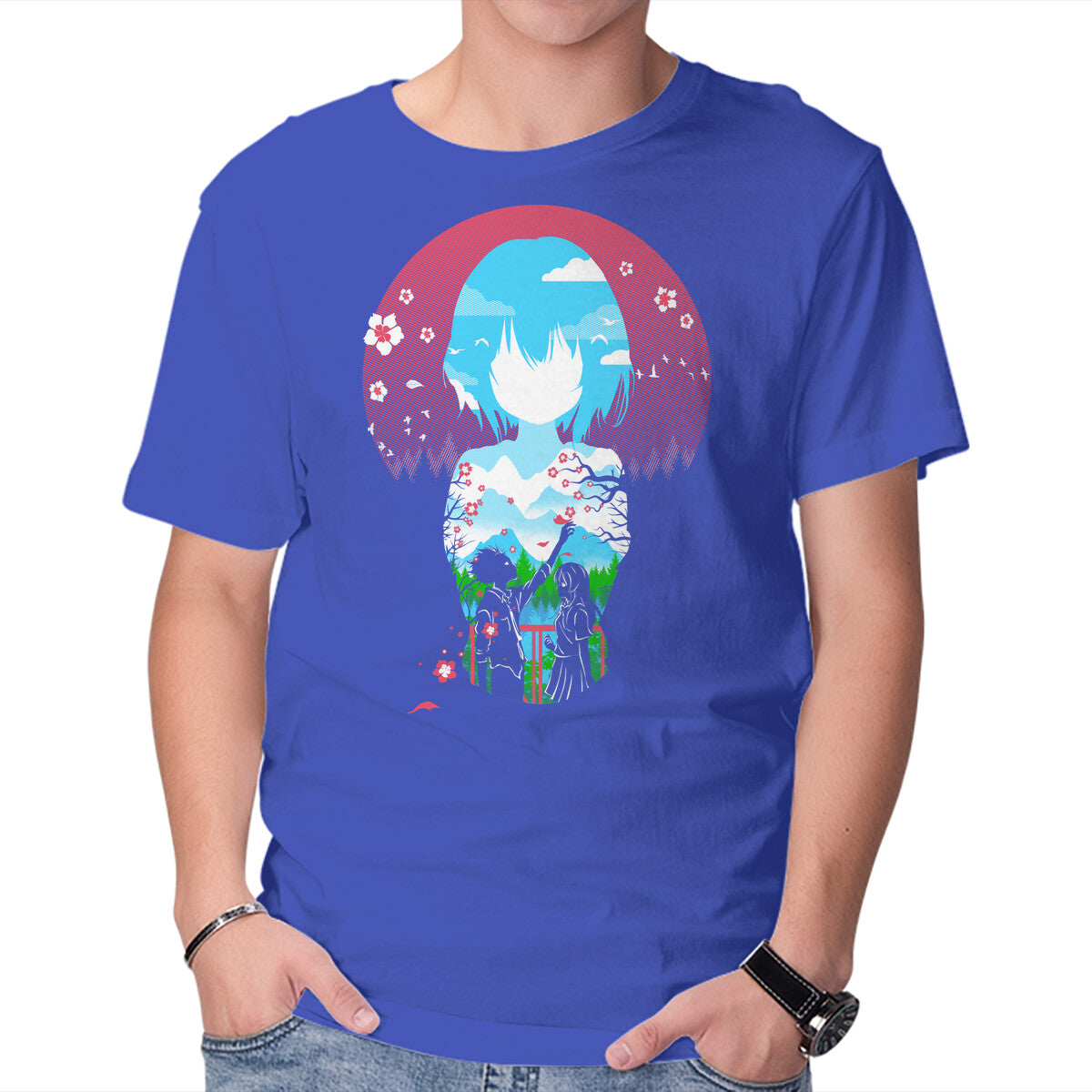 A Silent Love – Anime Graphic T-Shirt in royal blue, product display