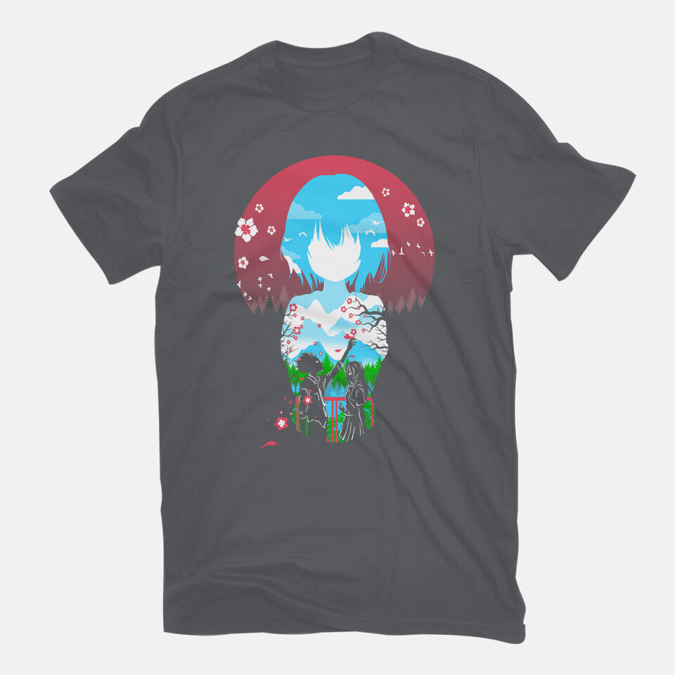 A Silent Love – Anime Graphic T-Shirt in charcoal, flat-lay product view