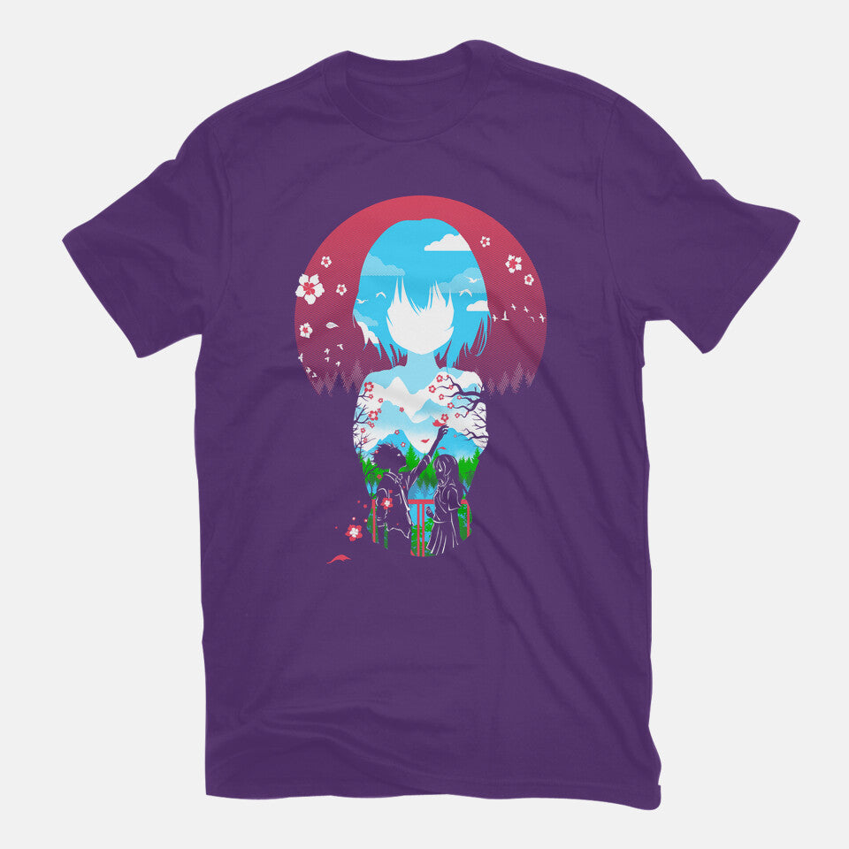 A Silent Love – Anime Graphic T-Shirt in purple, flat-lay product view
