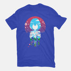 A Silent Love – Anime Graphic T-Shirt in royal blue, flat-lay product view