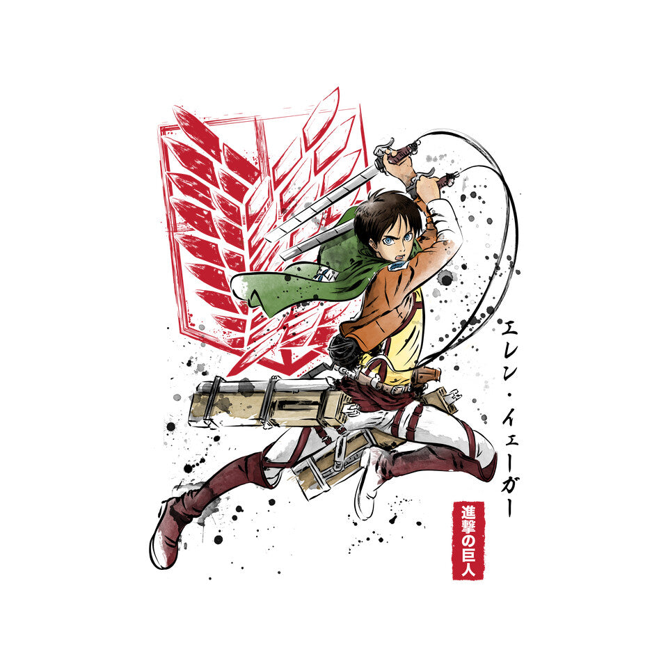Soldier Eren – Anime Graphic T-Shirt design artwork for white graphic T-shirt