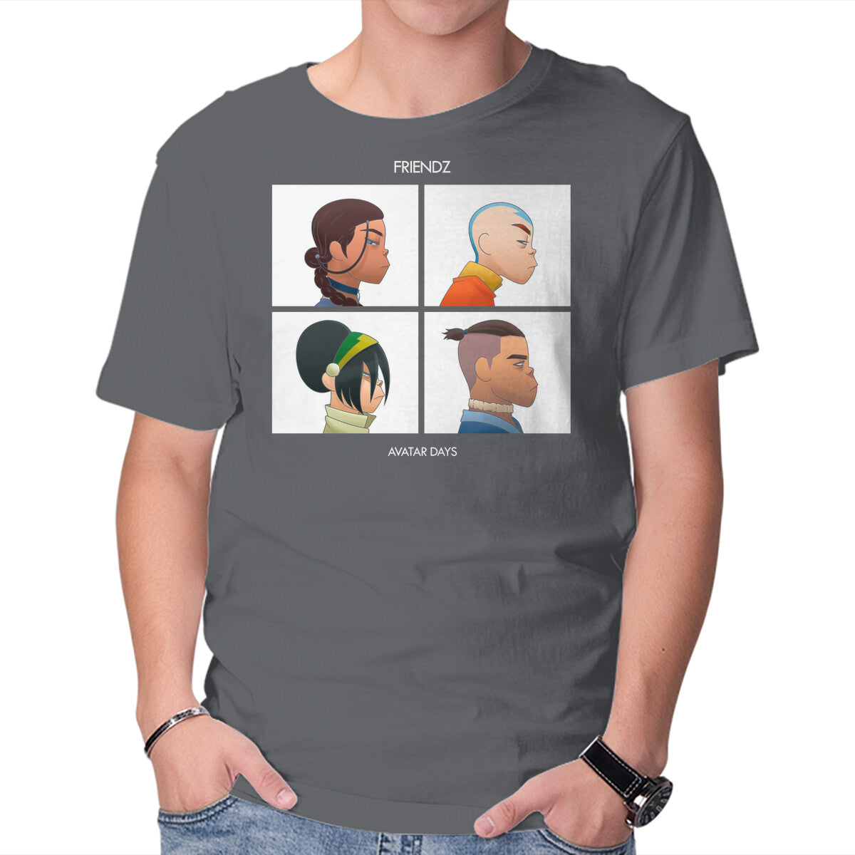 Friendz – Anime Graphic T-Shirt in charcoal, product display