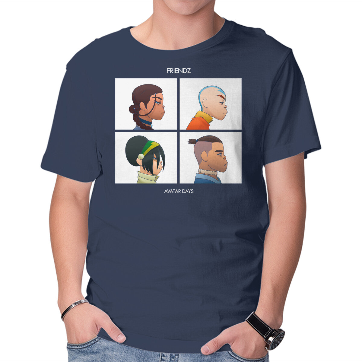 Friendz – Anime Graphic T-Shirt in navy, product display