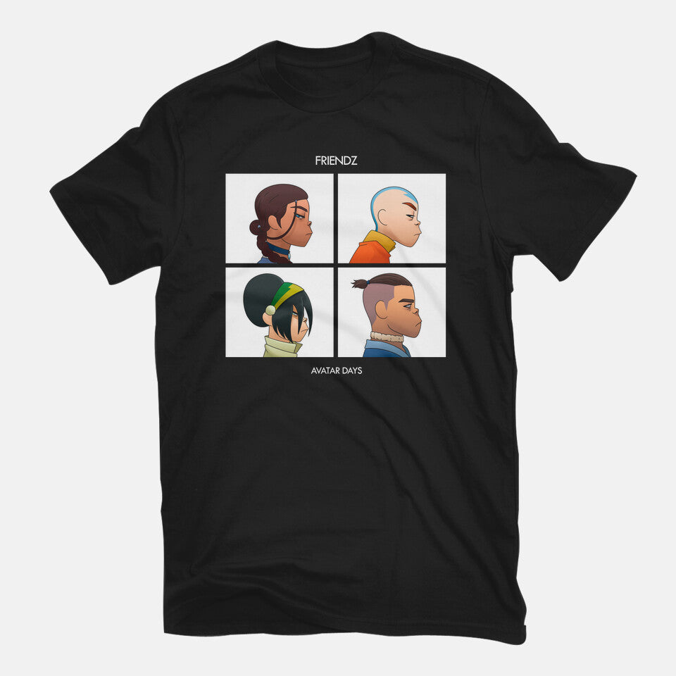 Friendz – Anime Graphic T-Shirt in black, flat-lay product view