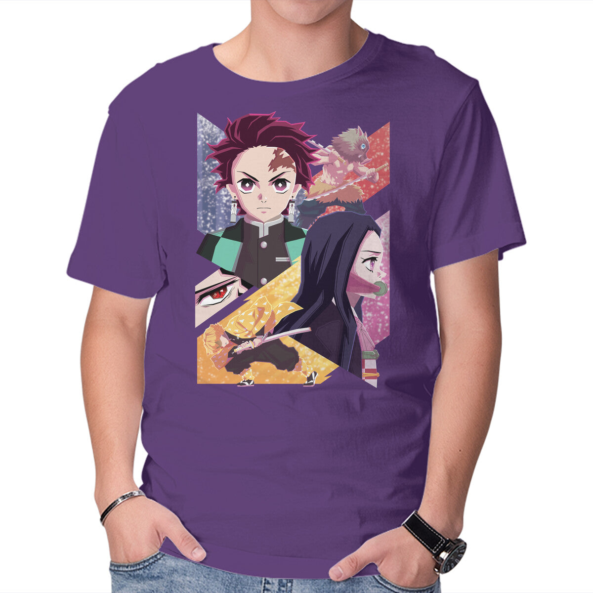 Slayer of Demons – Anime Graphic T-Shirt in purple, product display