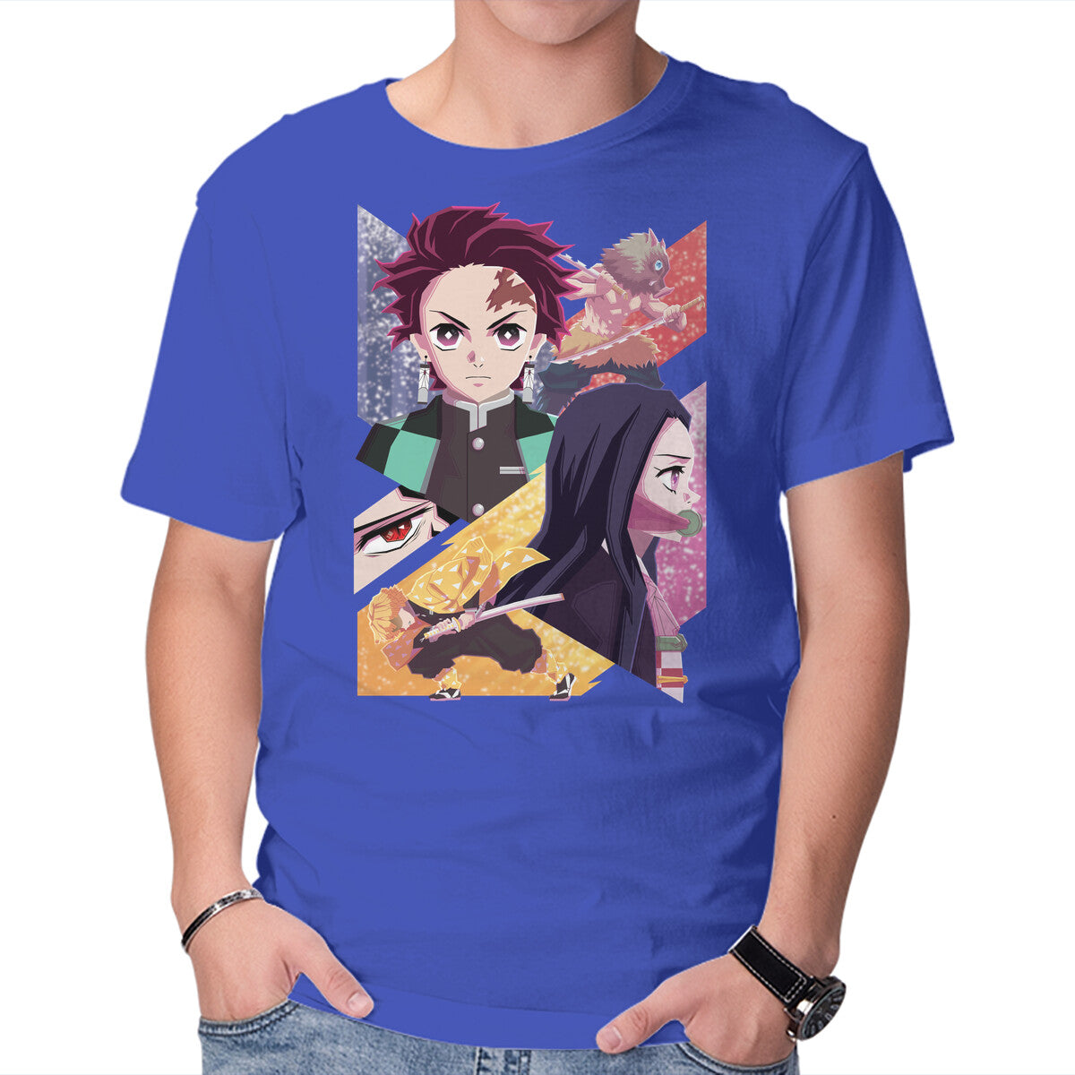 Slayer of Demons – Anime Graphic T-Shirt in royal blue, product display