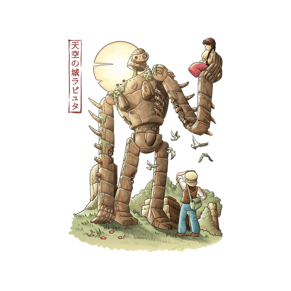The Robot In The Sky – Fantasy Graphic T-Shirt design artwork for white graphic T-shirt