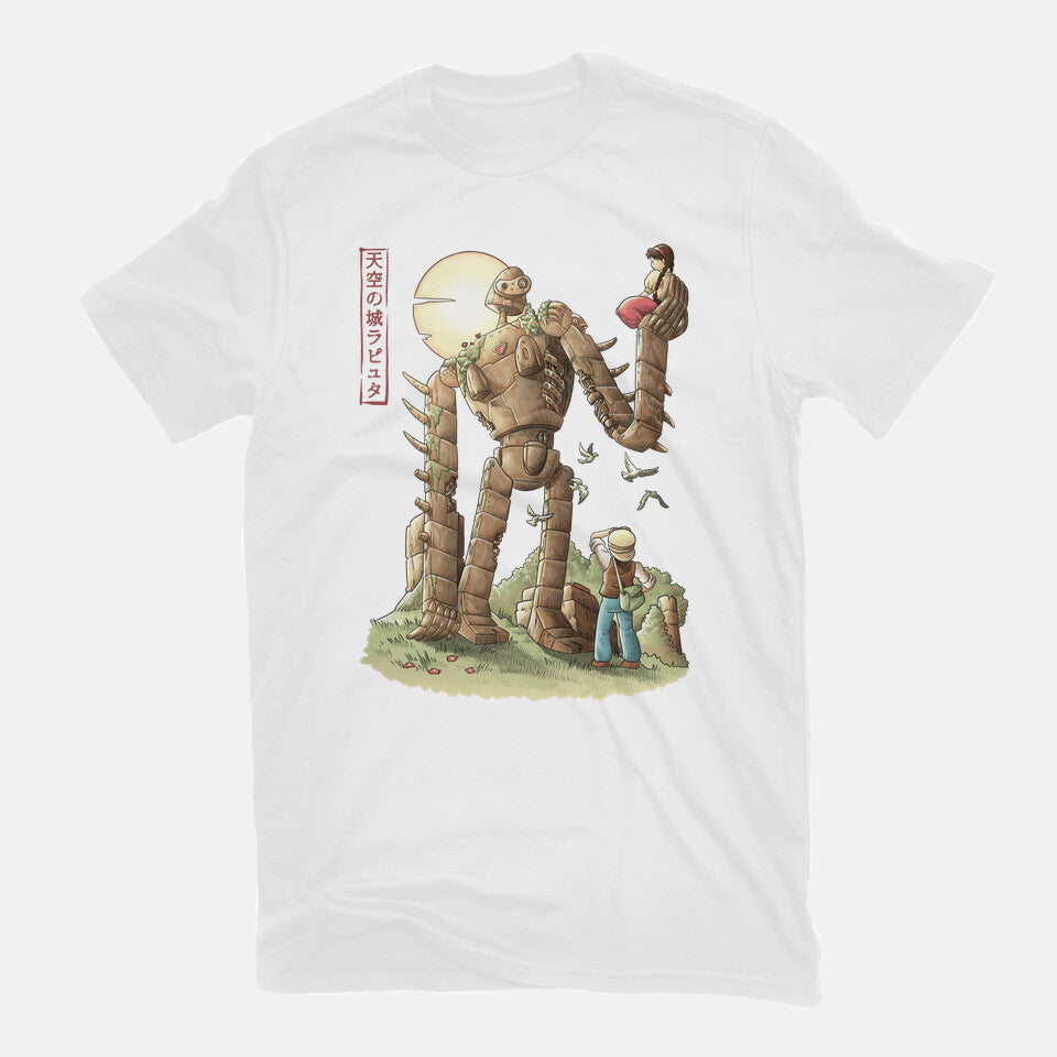 The Robot In The Sky – Fantasy Graphic T-Shirt in white, flat-lay product view