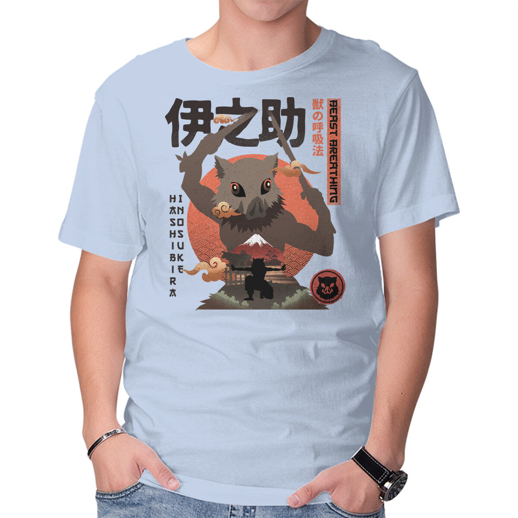 Beast Breathing – Anime Graphic T-Shirt in blue, product display