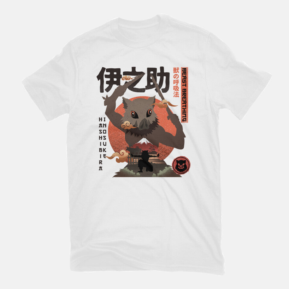 Beast Breathing – Anime Graphic T-Shirt in white, flat-lay product view