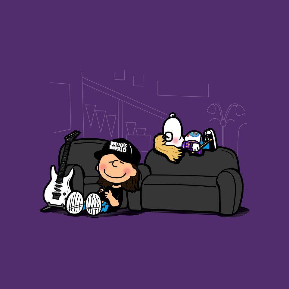 Peanuts World – Music Graphic T-Shirt design artwork for purple graphic T-shirt