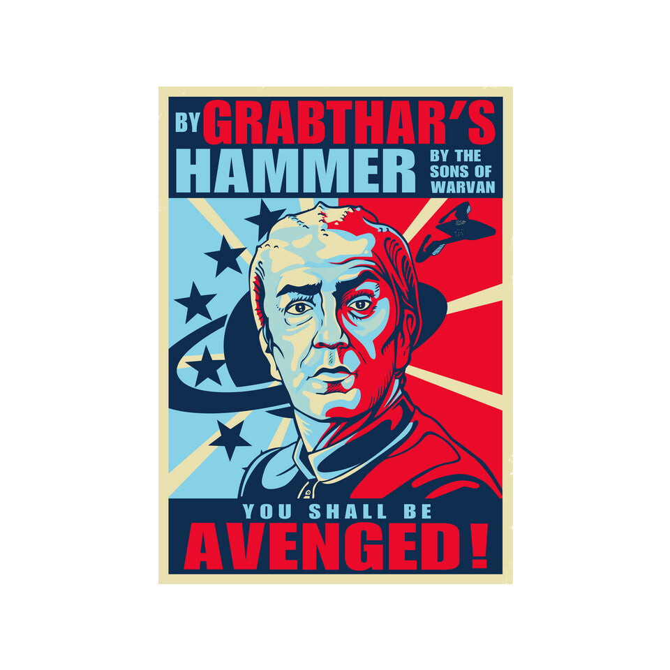 By Grabthar's Hammer – Sci-Fi Graphic T-Shirt design artwork for white graphic T-shirt