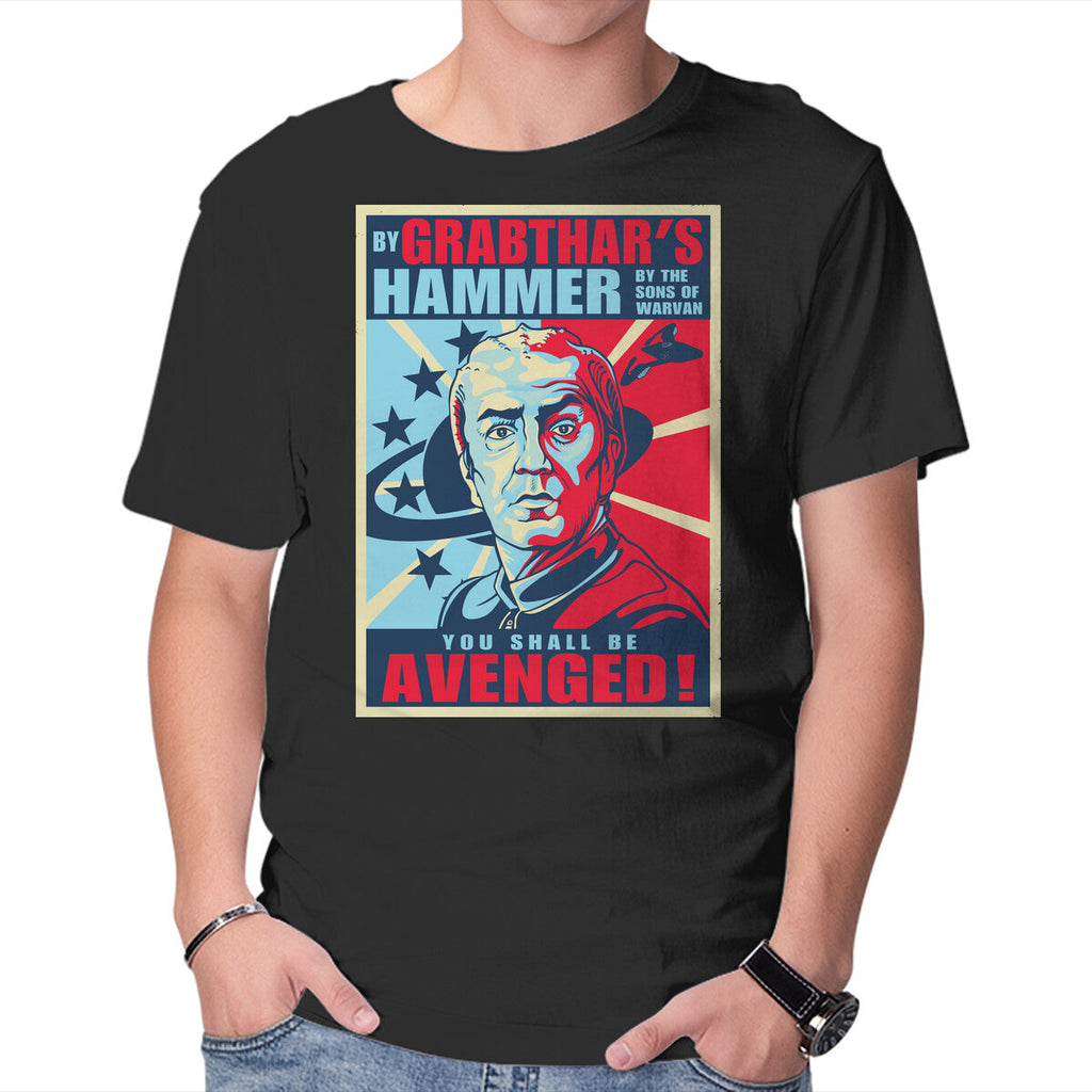 By Grabthar's Hammer – Sci-Fi Graphic T-Shirt in black, product display