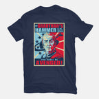 By Grabthar's Hammer – Sci-Fi Graphic T-Shirt in navy, flat-lay product view
