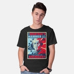 Model wearing black By Grabthar's Hammer – Sci-Fi Graphic T-Shirt