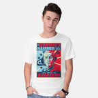 Model wearing white By Grabthar's Hammer – Sci-Fi Graphic T-Shirt