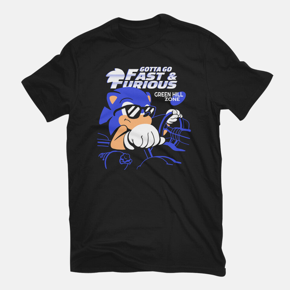 Gotta Go Fast & Furious – Gaming Graphic T-Shirt in black, flat-lay product view
