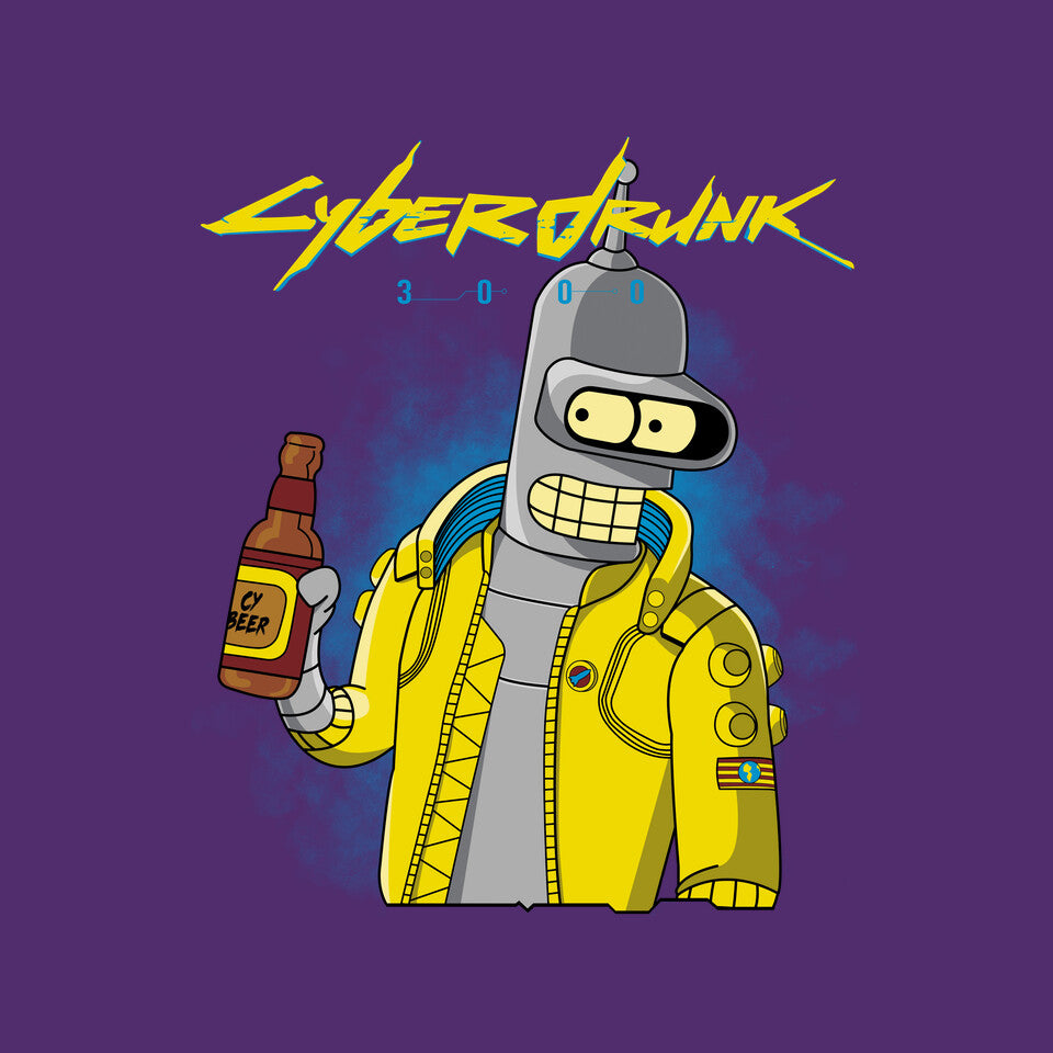 Cyberdrunk – Sci-Fi Graphic T-Shirt design artwork for purple graphic T-shirt