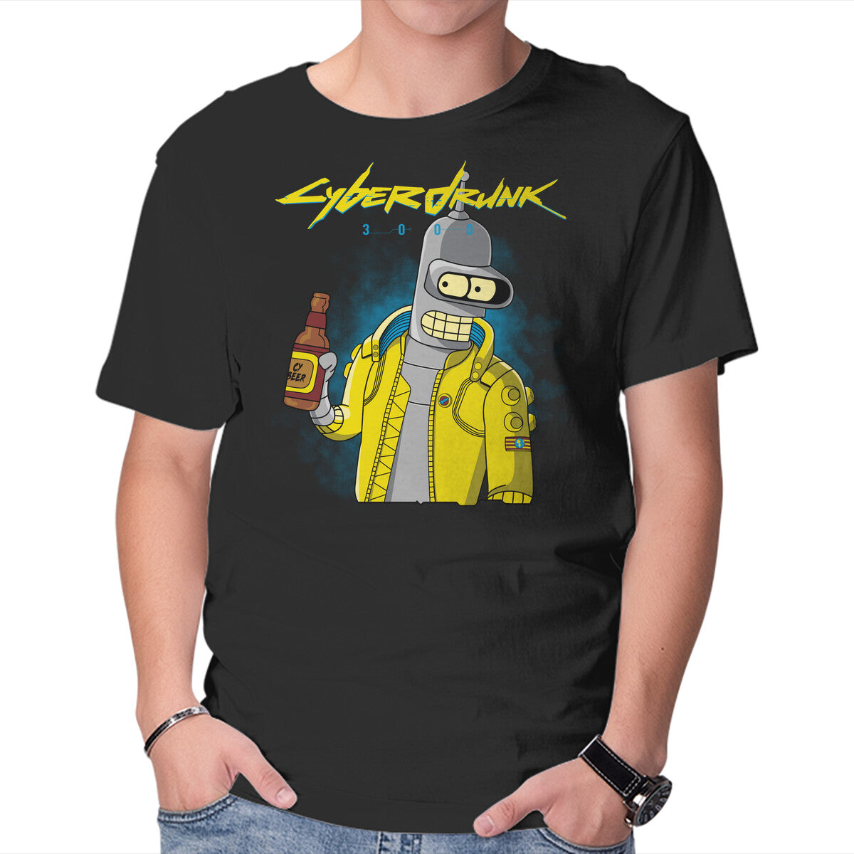 Cyberdrunk – Sci-Fi Graphic T-Shirt in black, product display