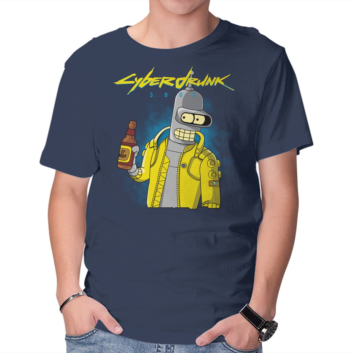 Cyberdrunk – Sci-Fi Graphic T-Shirt in navy, product display