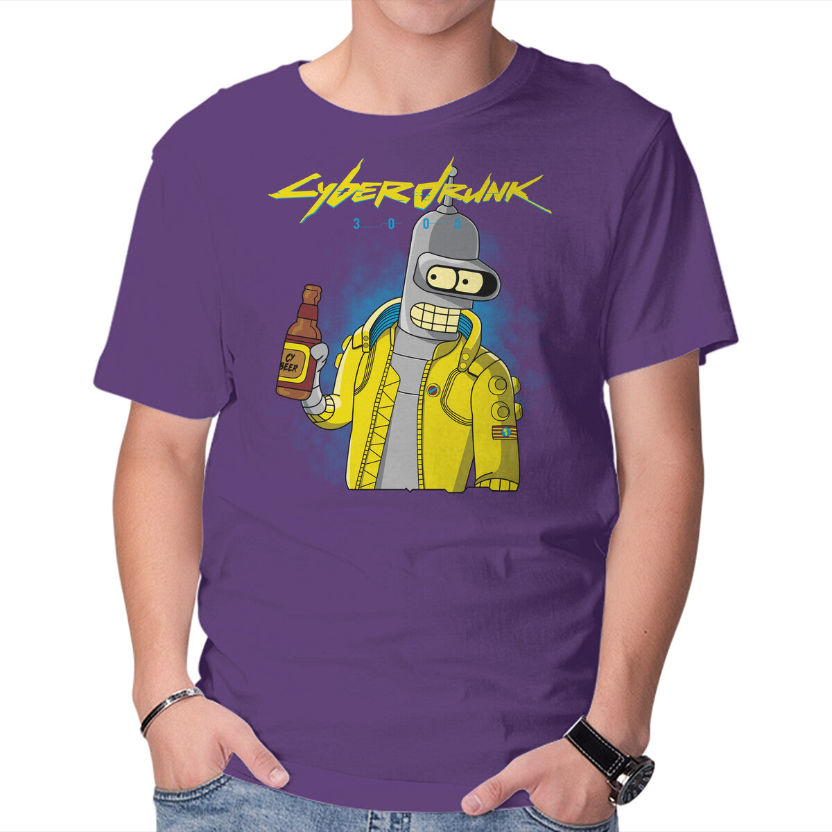 Cyberdrunk – Sci-Fi Graphic T-Shirt in purple, product display