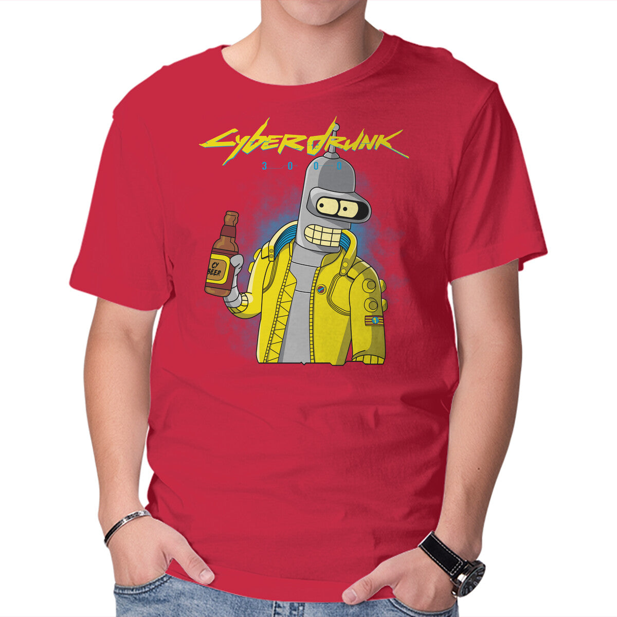 Cyberdrunk – Sci-Fi Graphic T-Shirt in red, product display