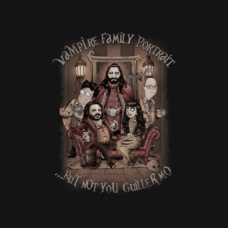Vampire Family Portrait – Fantasy Graphic T-Shirt design artwork for black graphic T-shirt