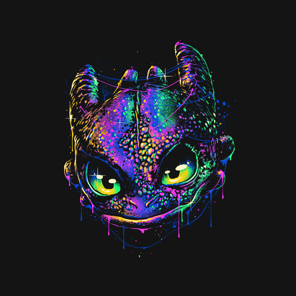 Colorful Midnight – Fantasy Graphic T-Shirt design artwork for black graphic T-shirt