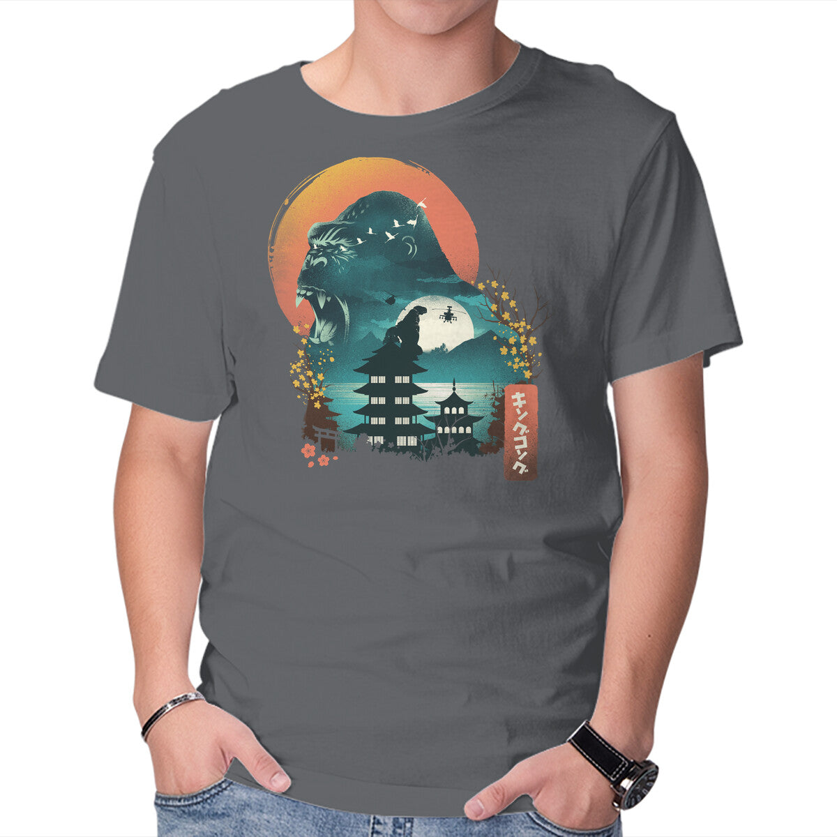 Edo King Kong – Movie Graphic T-Shirt in charcoal, product display