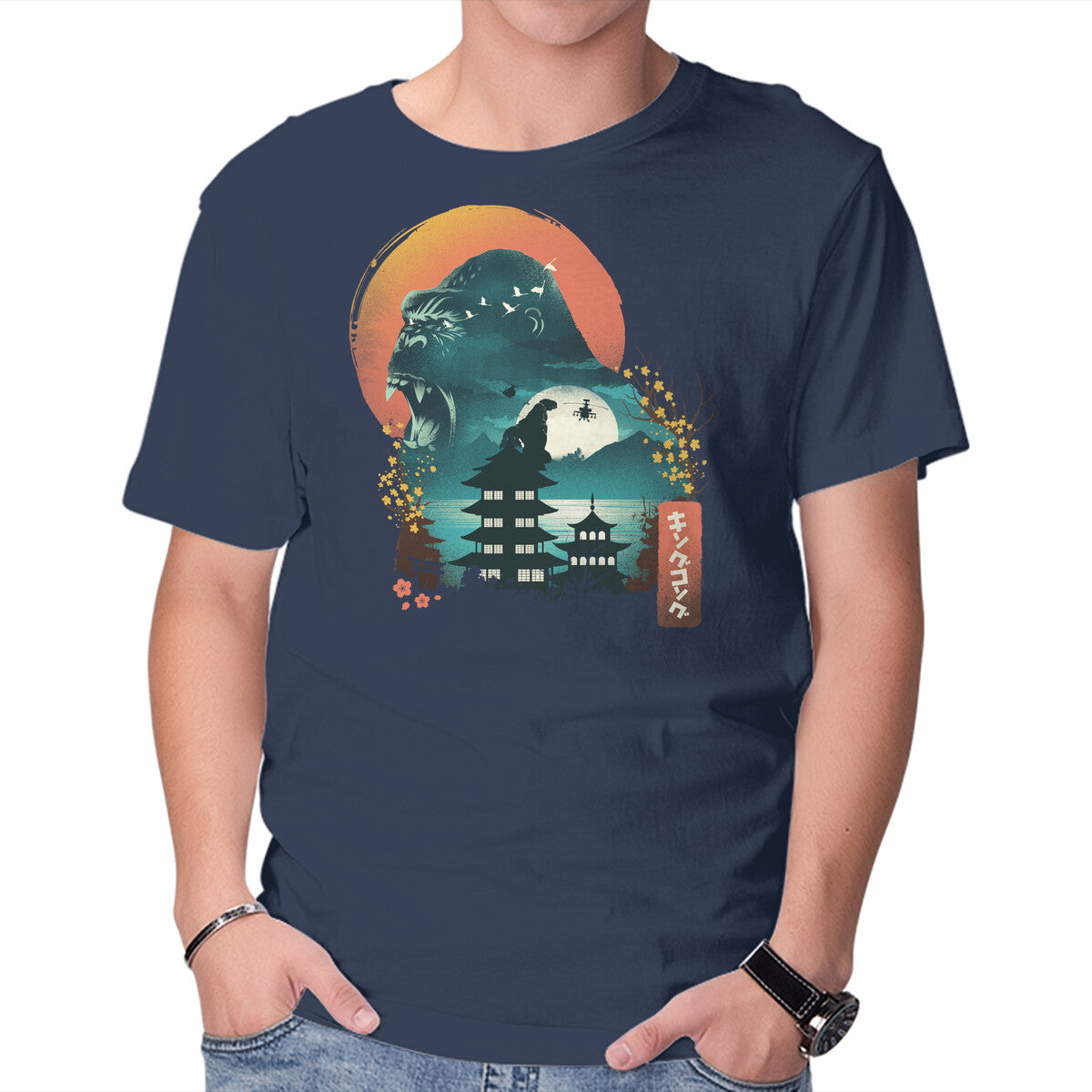 Edo King Kong – Movie Graphic T-Shirt in navy, product display