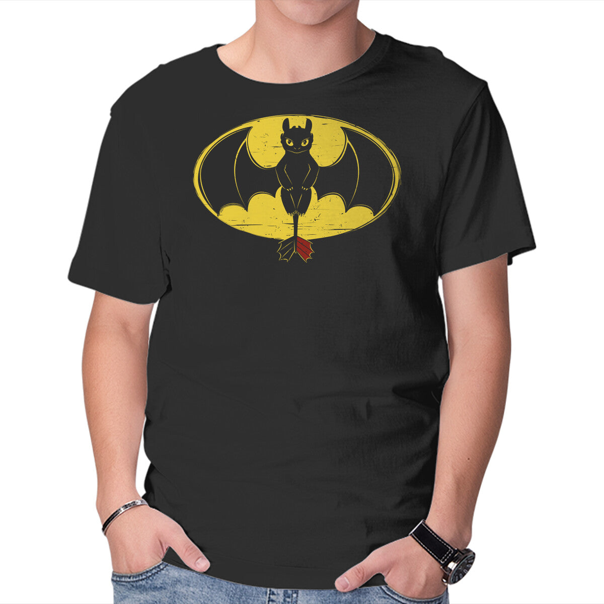 Black Dragon – Fantasy Graphic T-Shirt in black, product display