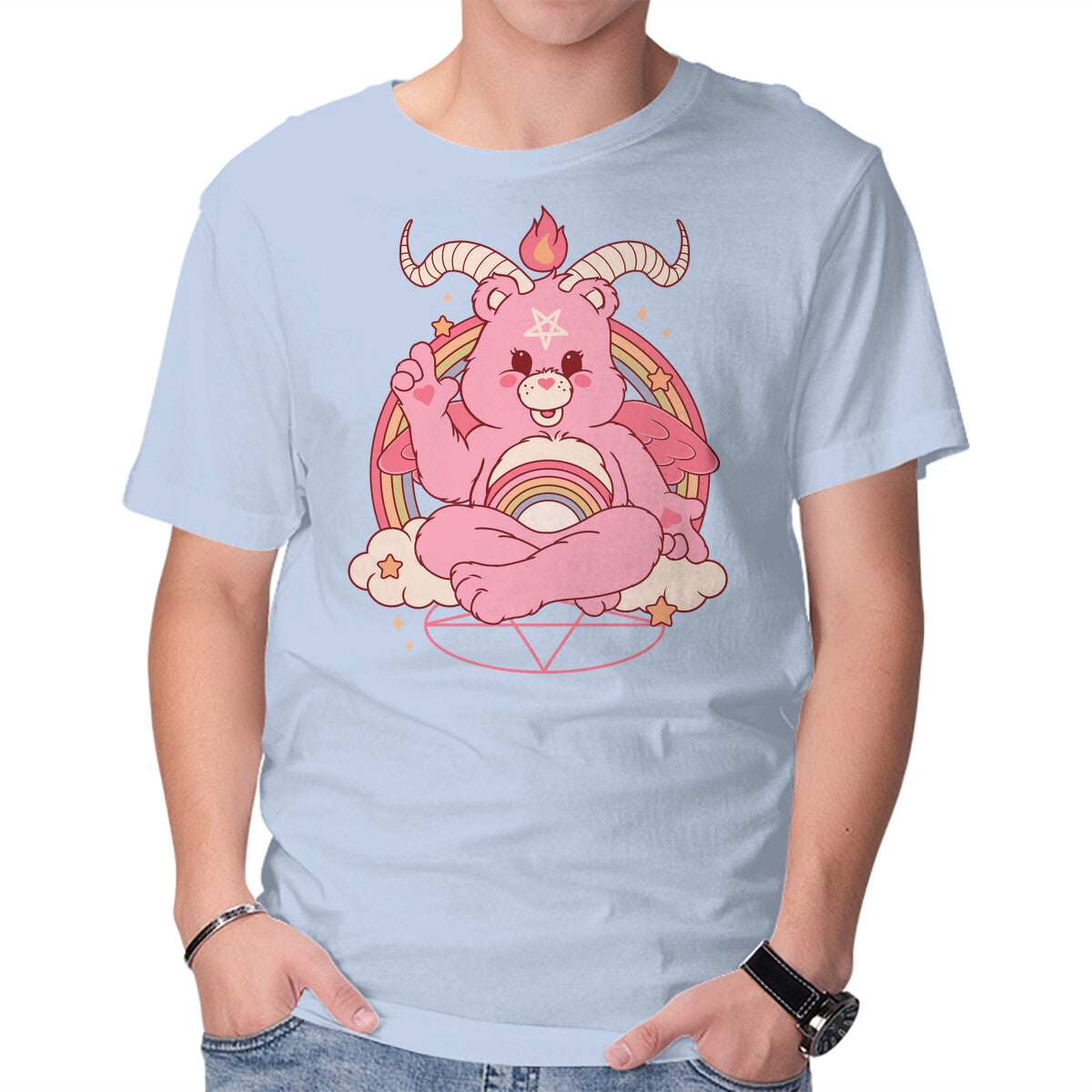 Bearphomet – Horror Graphic T-Shirt in blue, product display