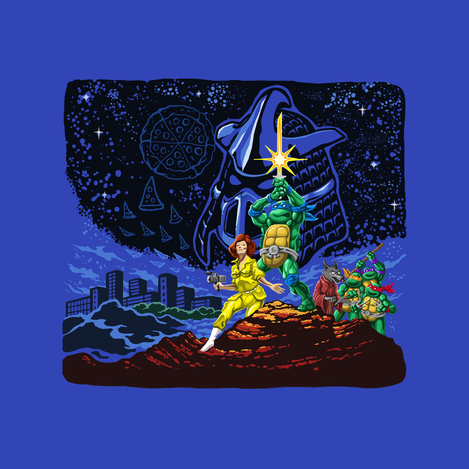 Pizza Wars Graphic T-Shirt design artwork for royal blue graphic T-shirt