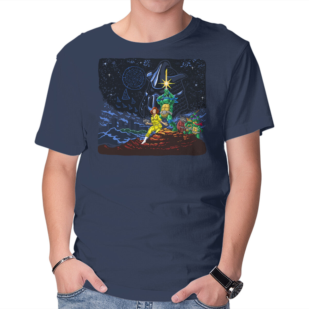 Pizza Wars Graphic T-Shirt in navy, product display
