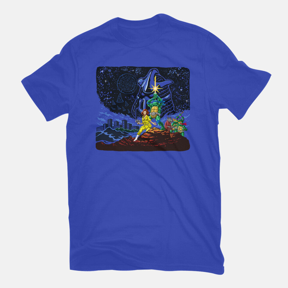Pizza Wars Graphic T-Shirt in royal blue, flat-lay product view