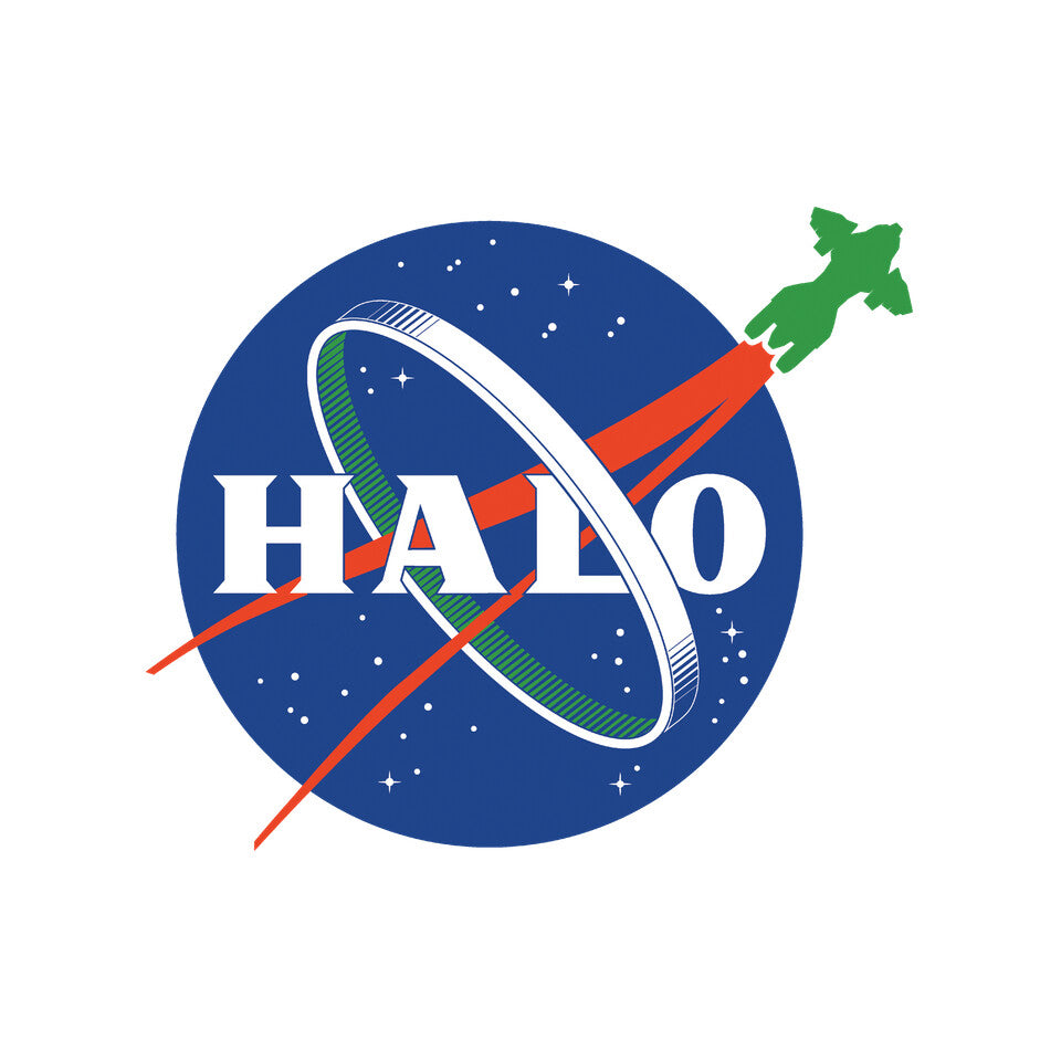 The Halo Space Agency – Gaming Graphic T-Shirt design artwork for white graphic T-shirt