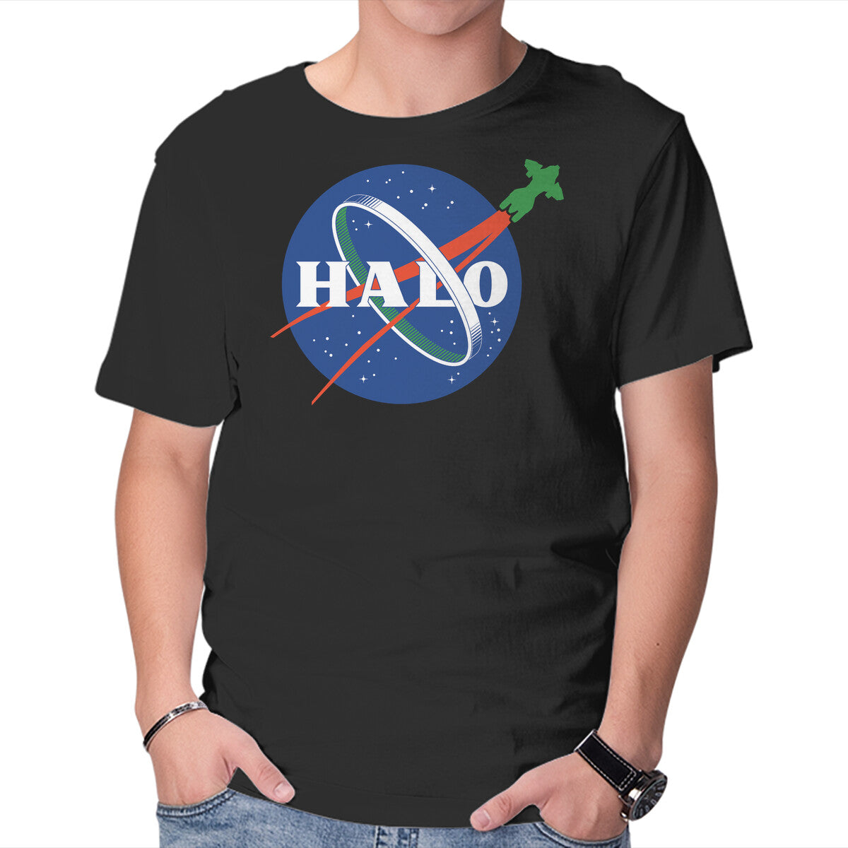 The Halo Space Agency – Gaming Graphic T-Shirt in black, product display