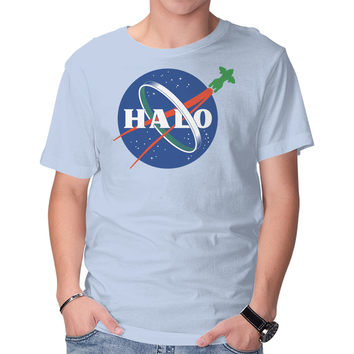 The Halo Space Agency – Gaming Graphic T-Shirt in blue, product display