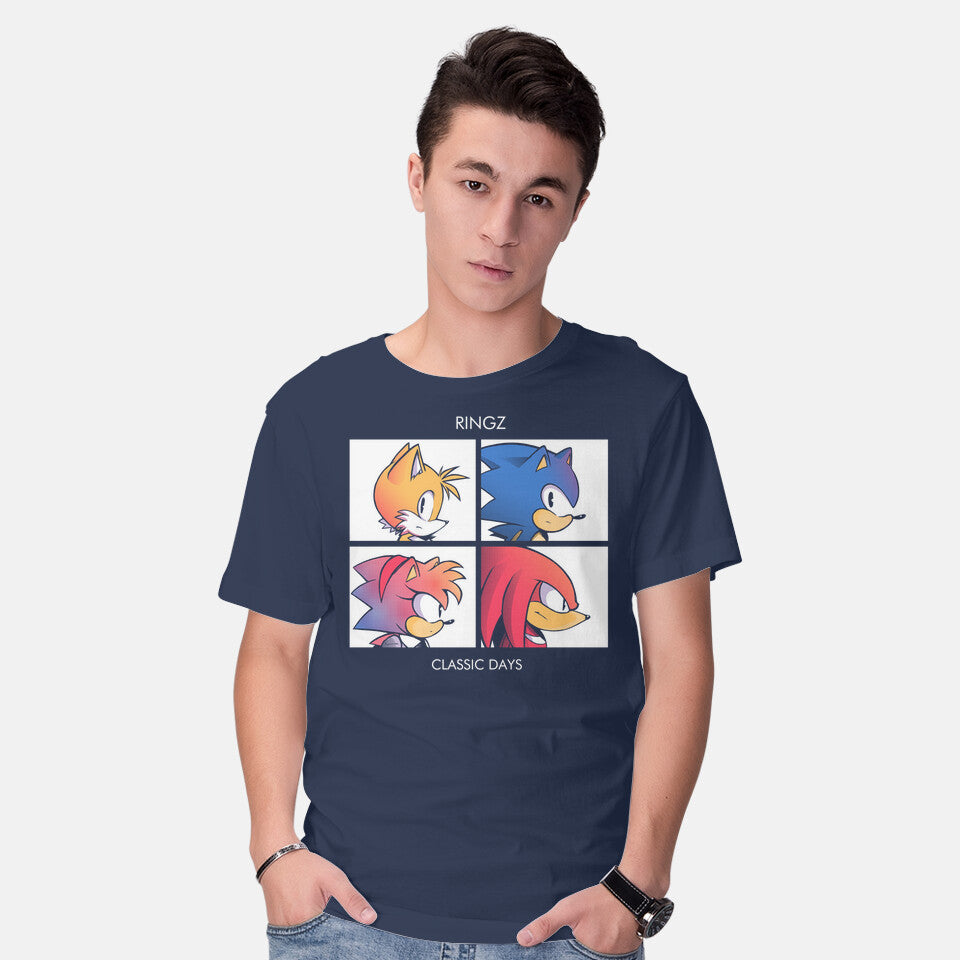 Model wearing navy Ringz – Gaming Graphic T-Shirt