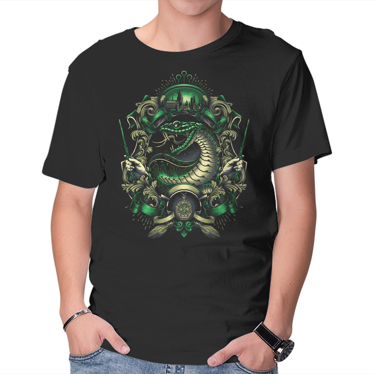 House of the Cunning – Fantasy Graphic T-Shirt in black, product display