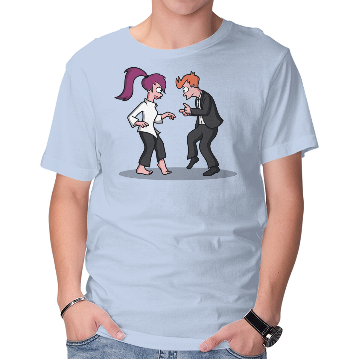 Future Fiction – Sci-Fi Graphic T-Shirt in blue, product display
