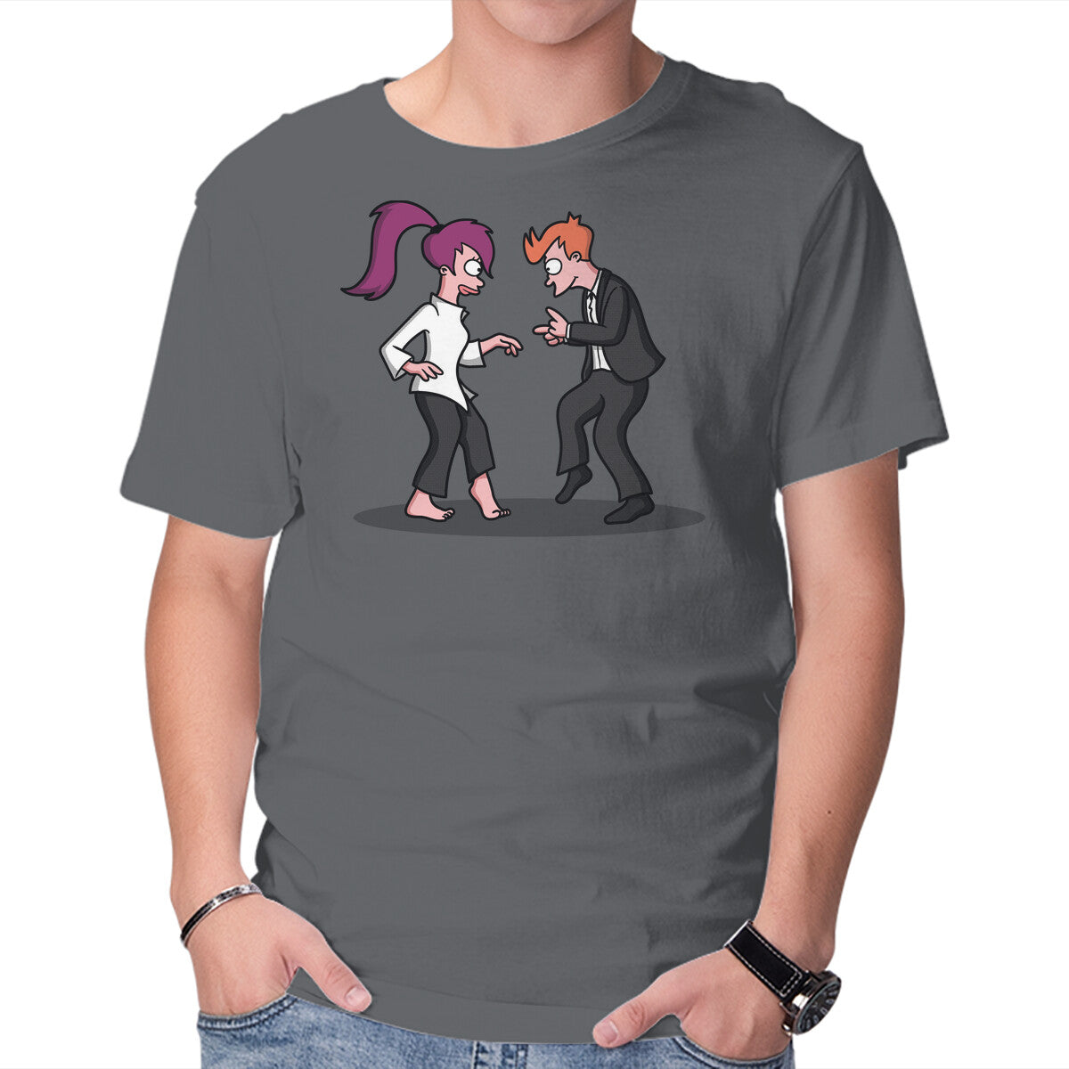 Future Fiction – Sci-Fi Graphic T-Shirt in charcoal, product display
