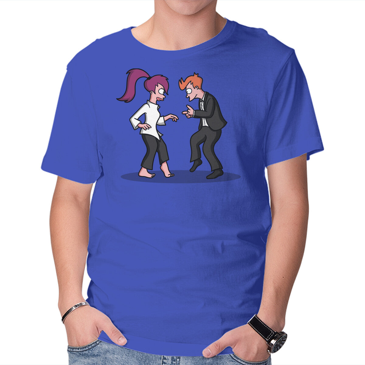 Future Fiction – Sci-Fi Graphic T-Shirt in royal blue, product display